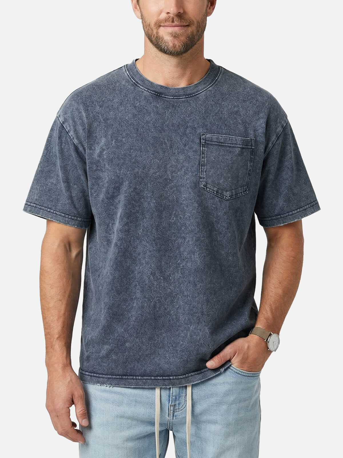Men's Washed Pocket Crew Neck T-Shirt Eleven Oasis