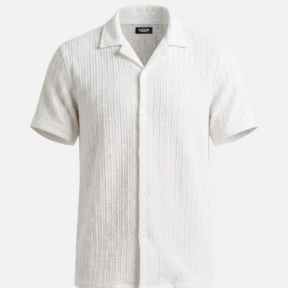 Men's Textured Knit Slim Fit Short Sleeve Shirt Eleven Oasis