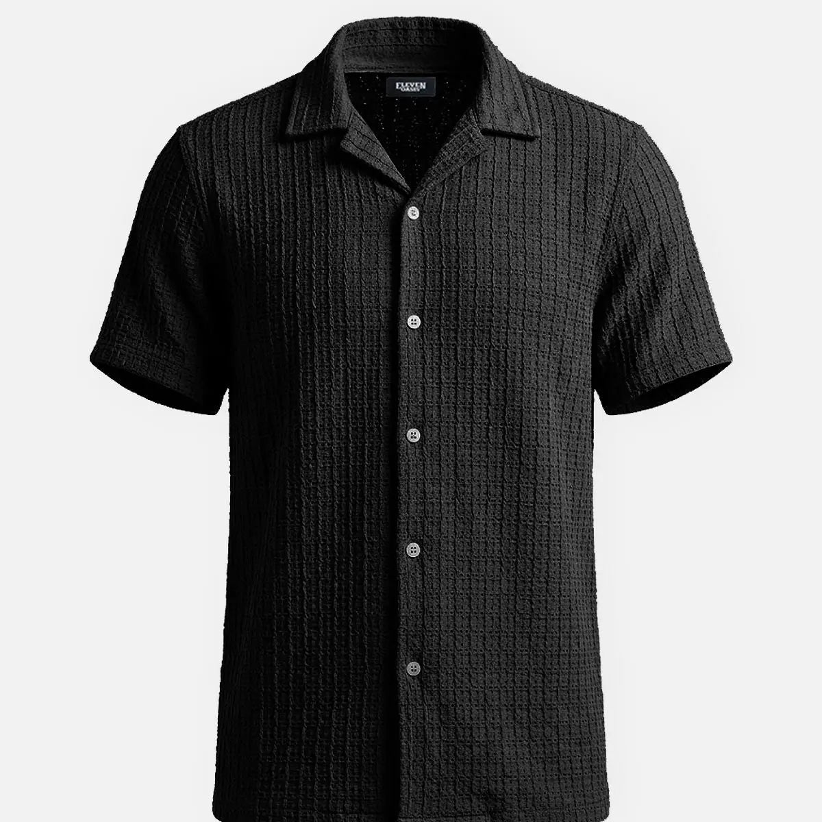 Men's Textured Knit Slim Fit Short Sleeve Shirt Eleven Oasis
