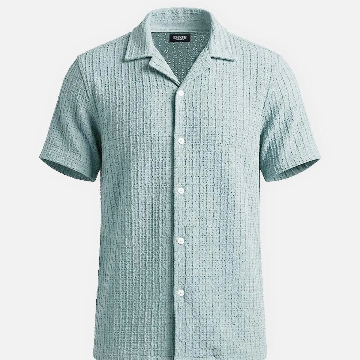Men's Textured Knit Slim Fit Short Sleeve Shirt Eleven Oasis