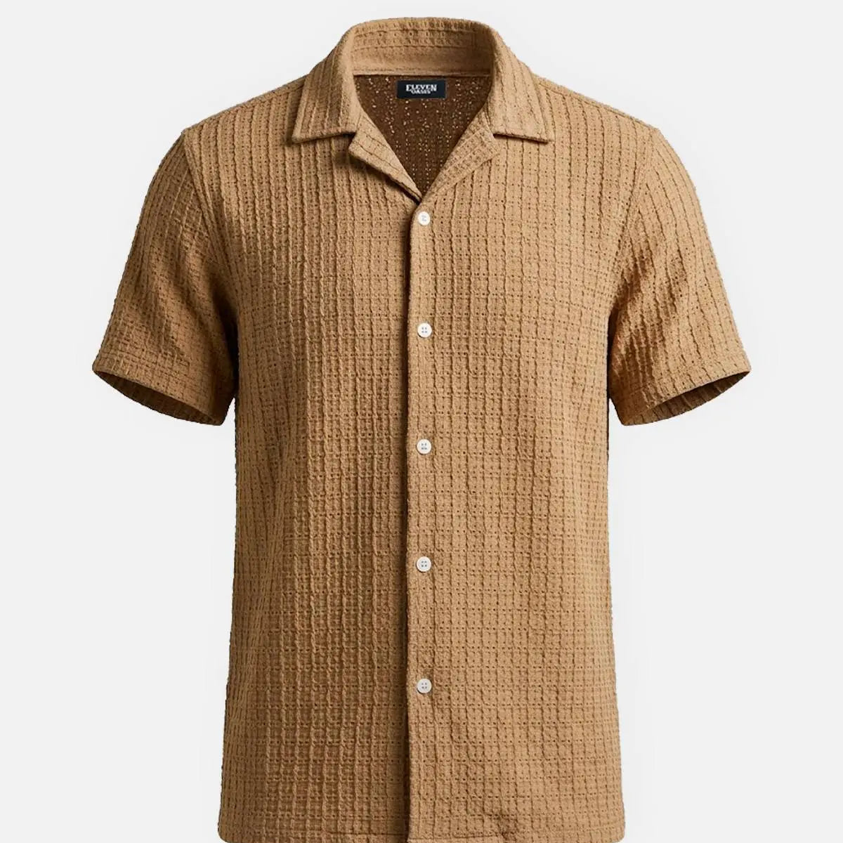 Men's Textured Knit Slim Fit Short Sleeve Shirt Eleven Oasis