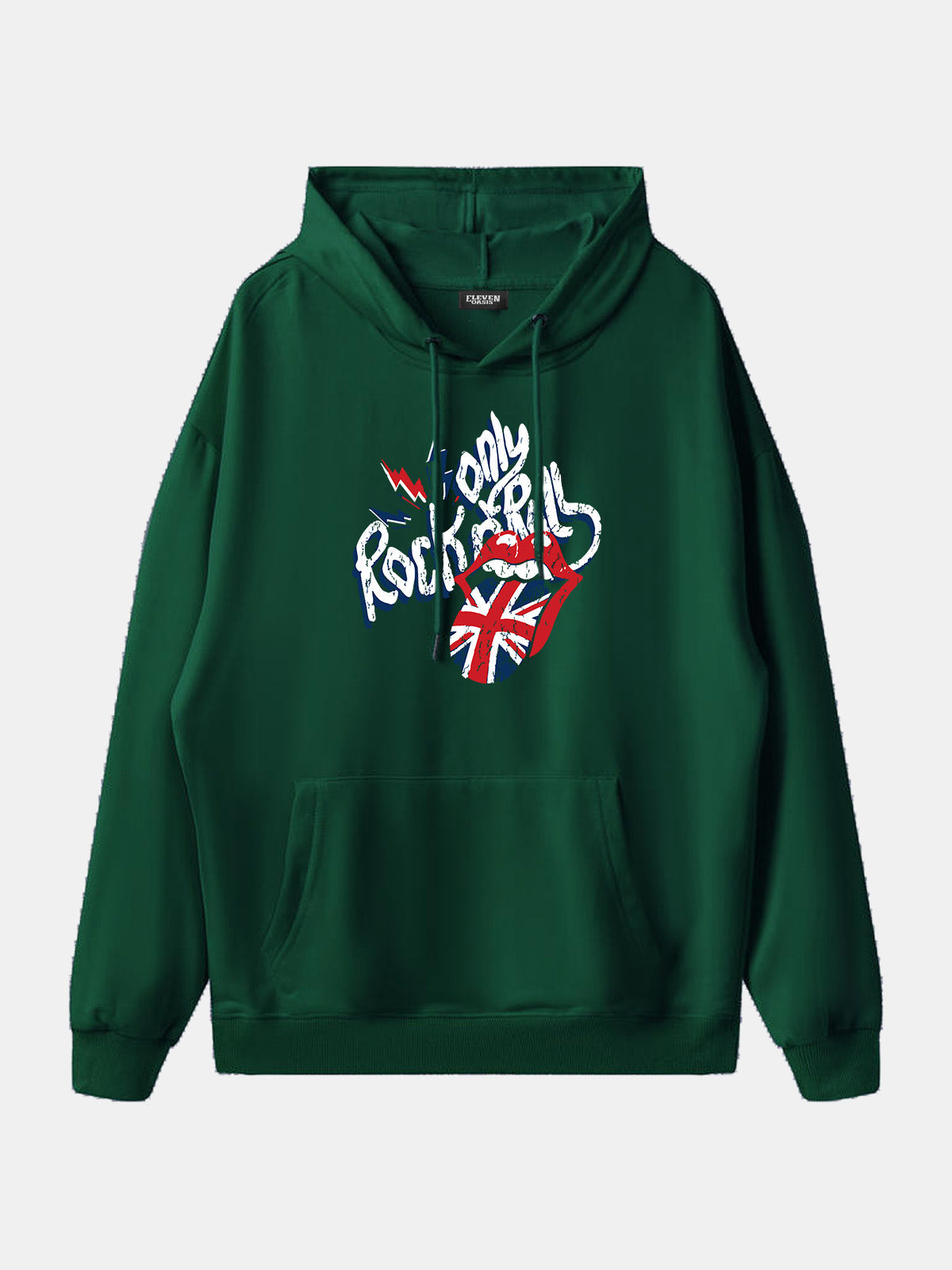 Rolling Stones Union Jack Lips Graphic Hoodie Eleven Oasis