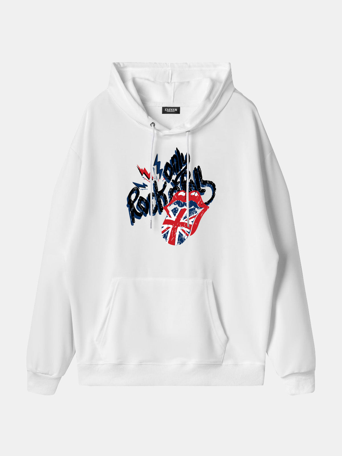 Rolling Stones Union Jack Lips Graphic Hoodie Eleven Oasis