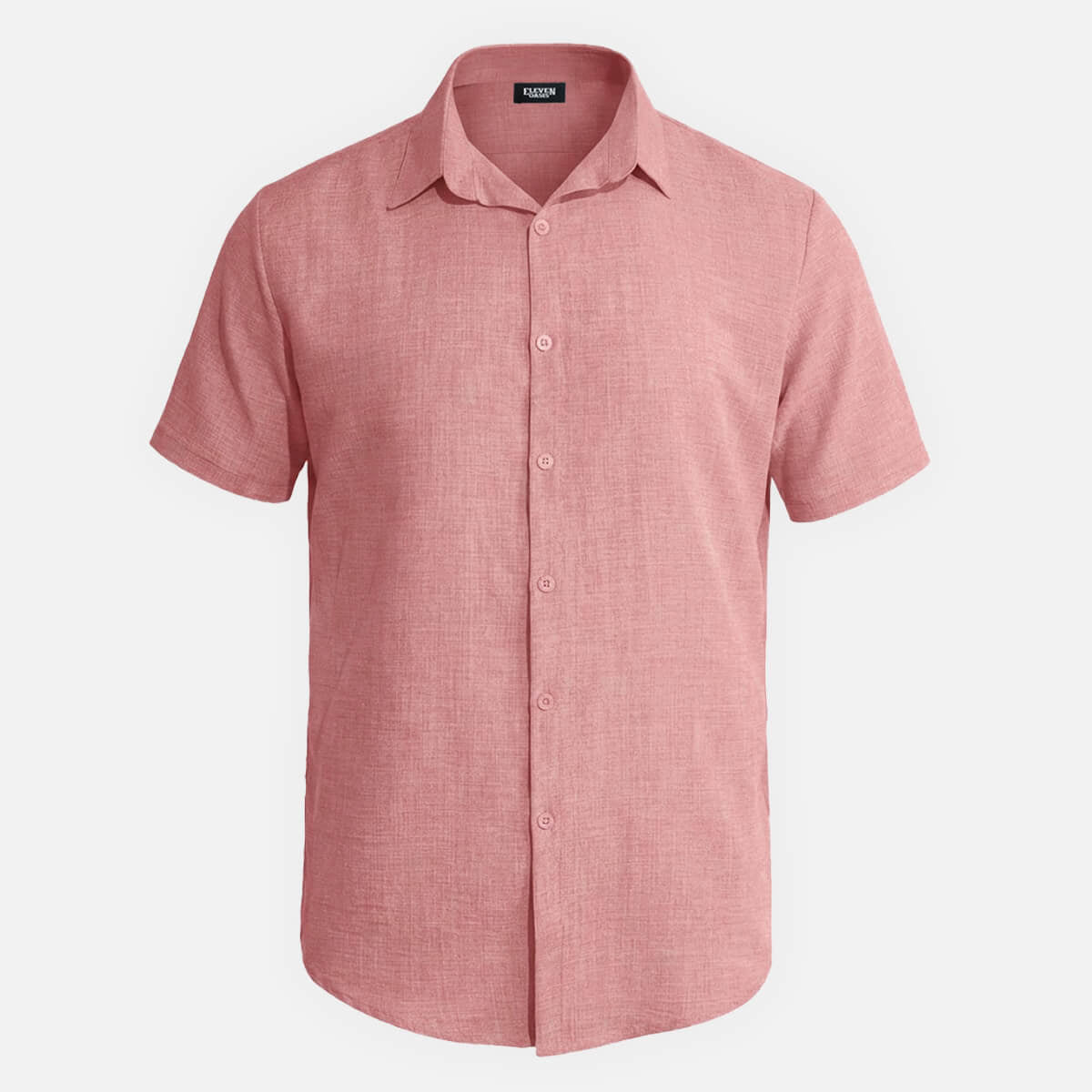 Men's Tonal Button Linen-Blend Short Sleeve Shirt Eleven Oasis
