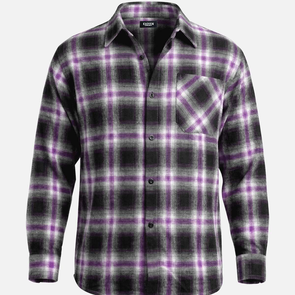 Men's Shadow Plaid Pocket Long Sleeve Shirt Eleven Oasis