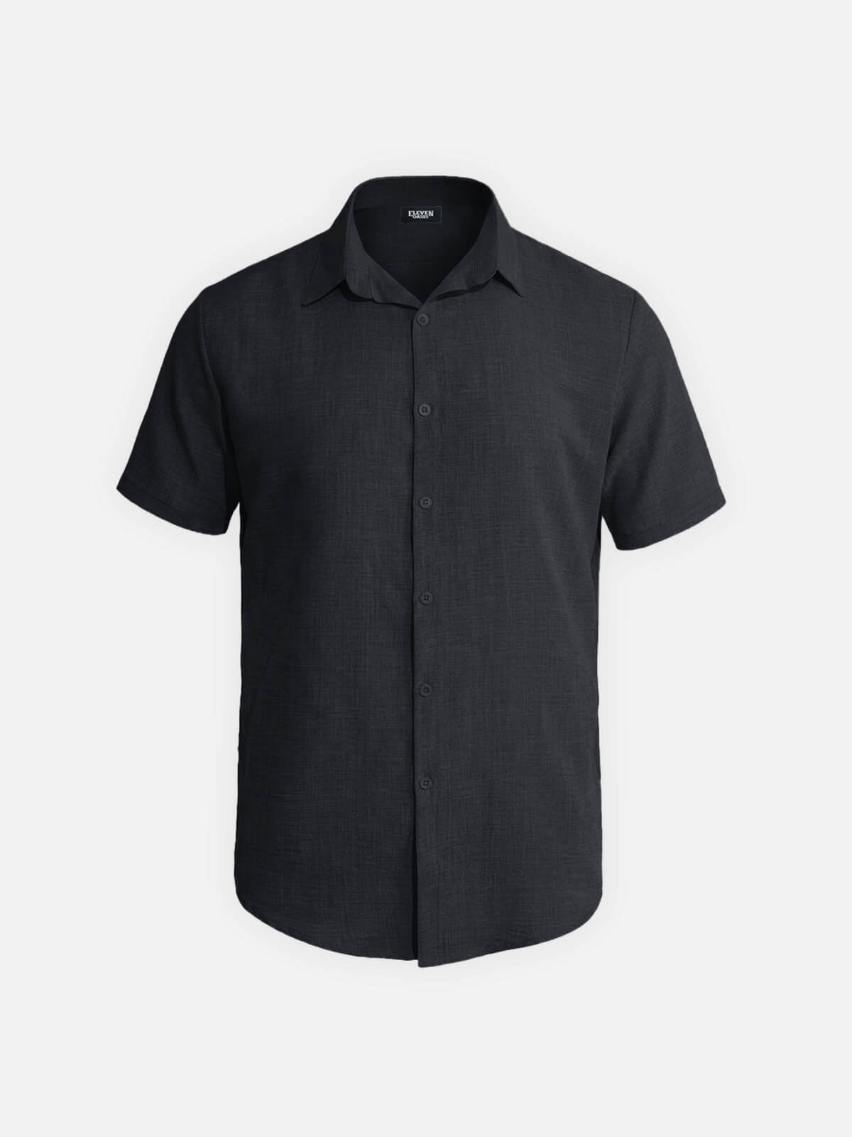 Men's Tonal Button Linen-Blend Short Sleeve Shirt Eleven Oasis