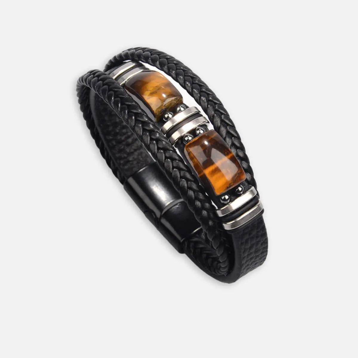Men's Braided Leather Stone Bracelet ElevenOasis