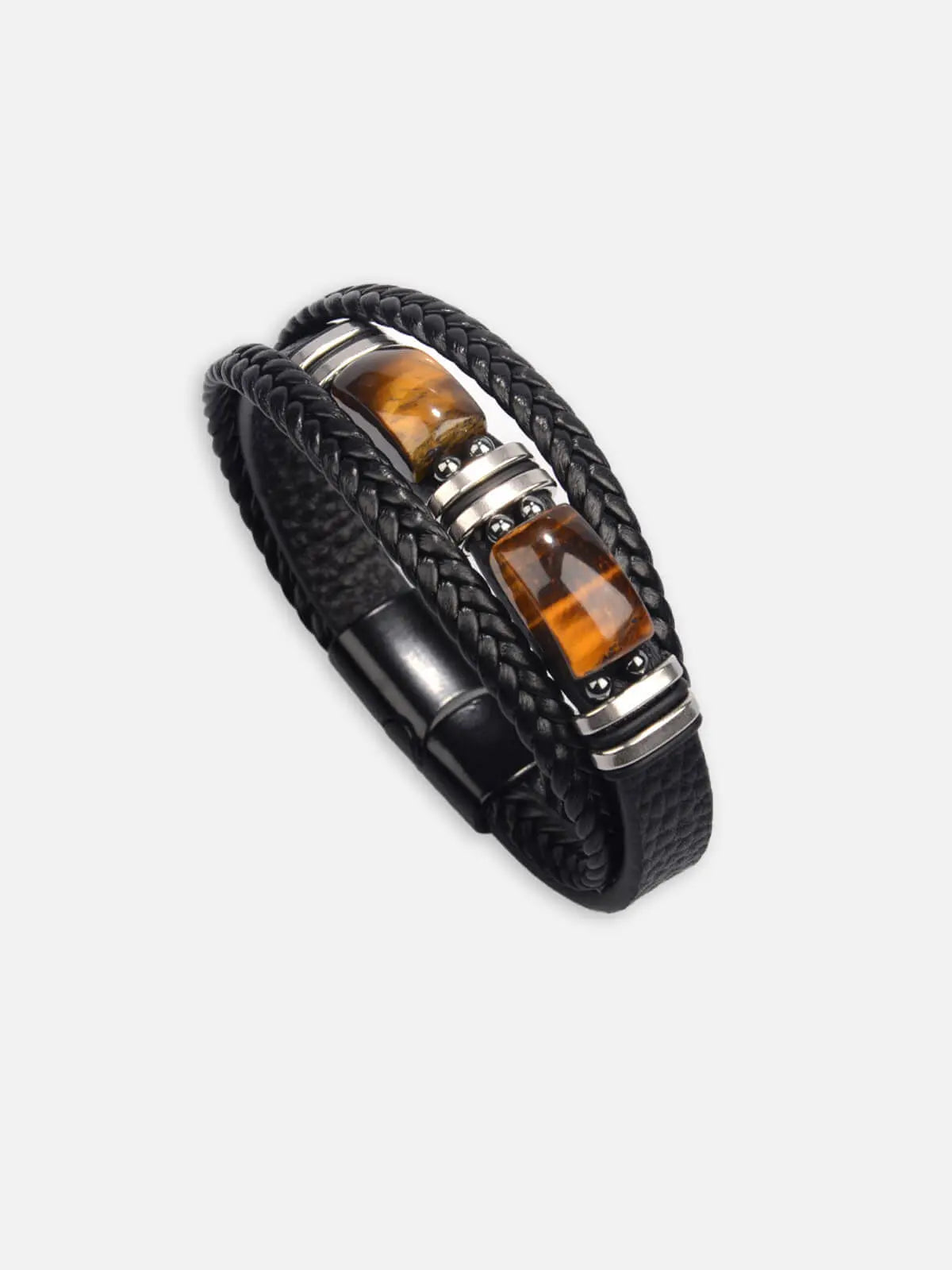 Men's Braided Leather Stone Bracelet ElevenOasis