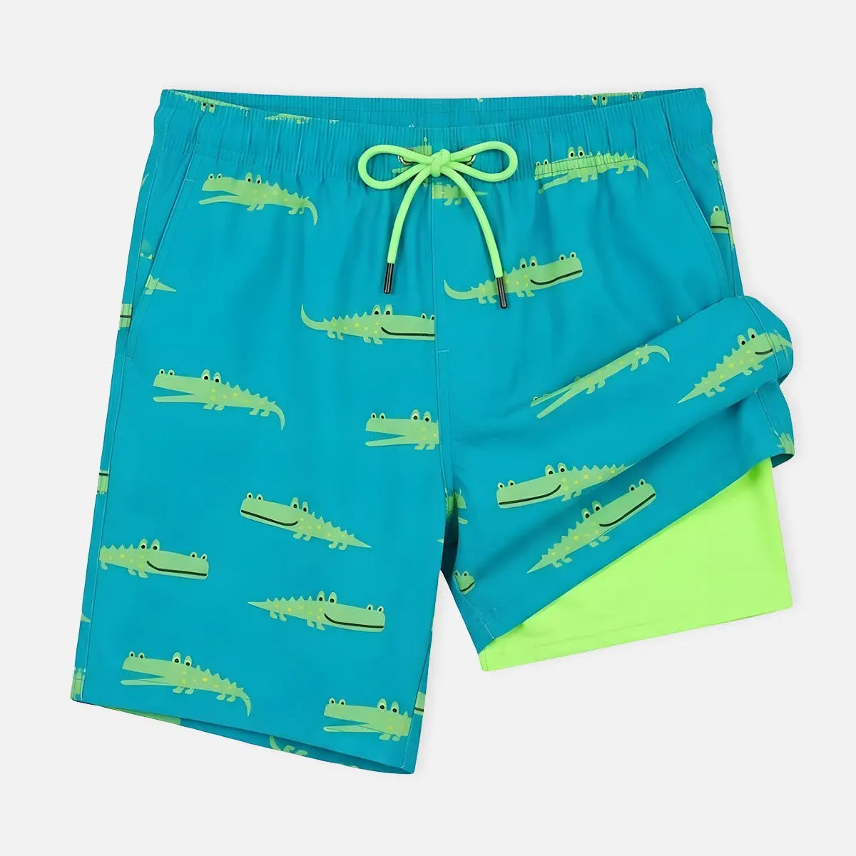 Men's Slim Fit Tropical Print Swim Trunks Eleven Oasis