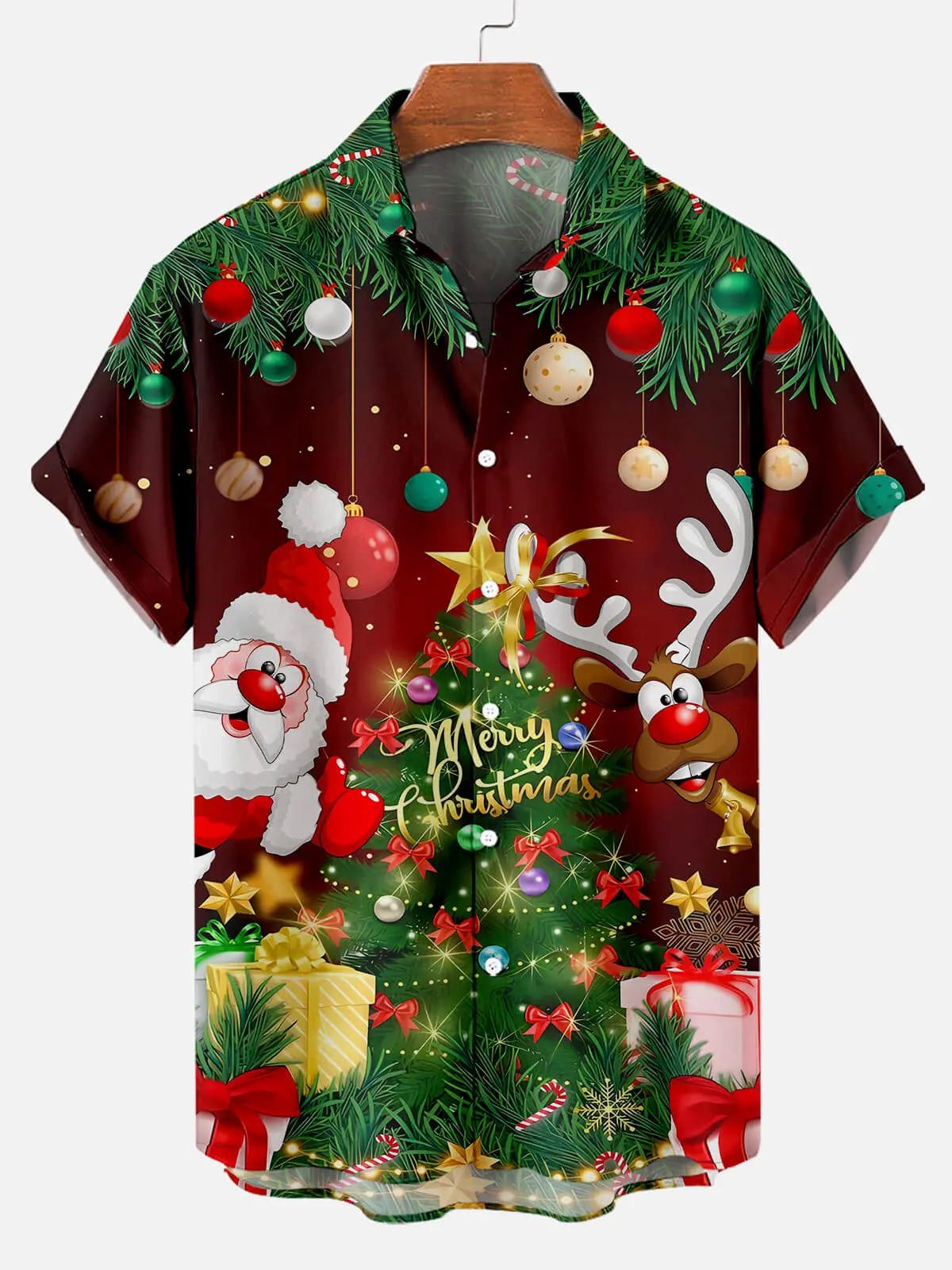 Men's Short Sleeve Shirt with Santa Claus PatternMens short sleeve shirts Big and tall Mens shirts Short sleeve shirts for men Mens 4xl shirts Casual short sleeve shirts