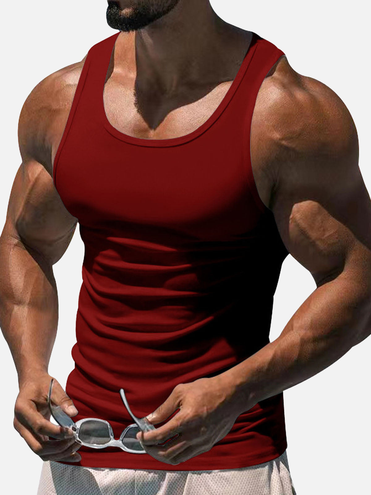 Men's Solid Color Slim Fit Tank Top ElevenOasis