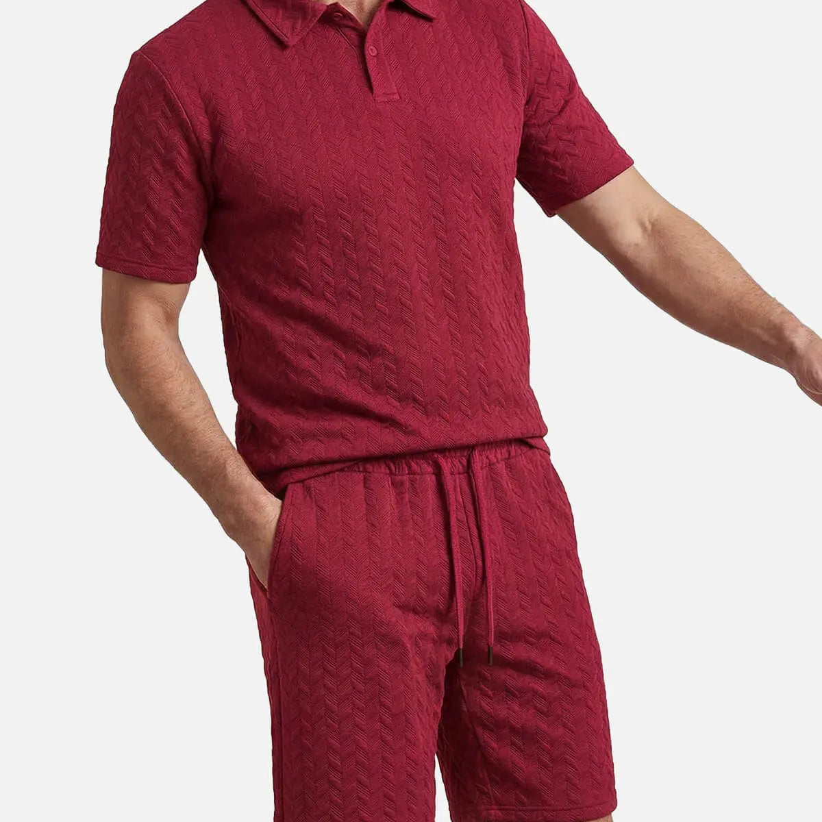 Men's Slim Fit Short Sleeve Polo & Shorts Set Eleven Oasis