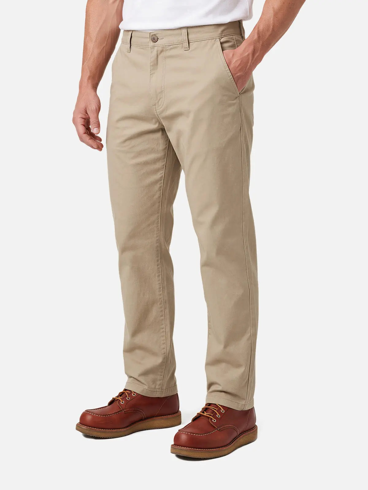 Men's Buttoned Welt Pocket Tapered Stretch Cotton Chino Pants ElevenOasis