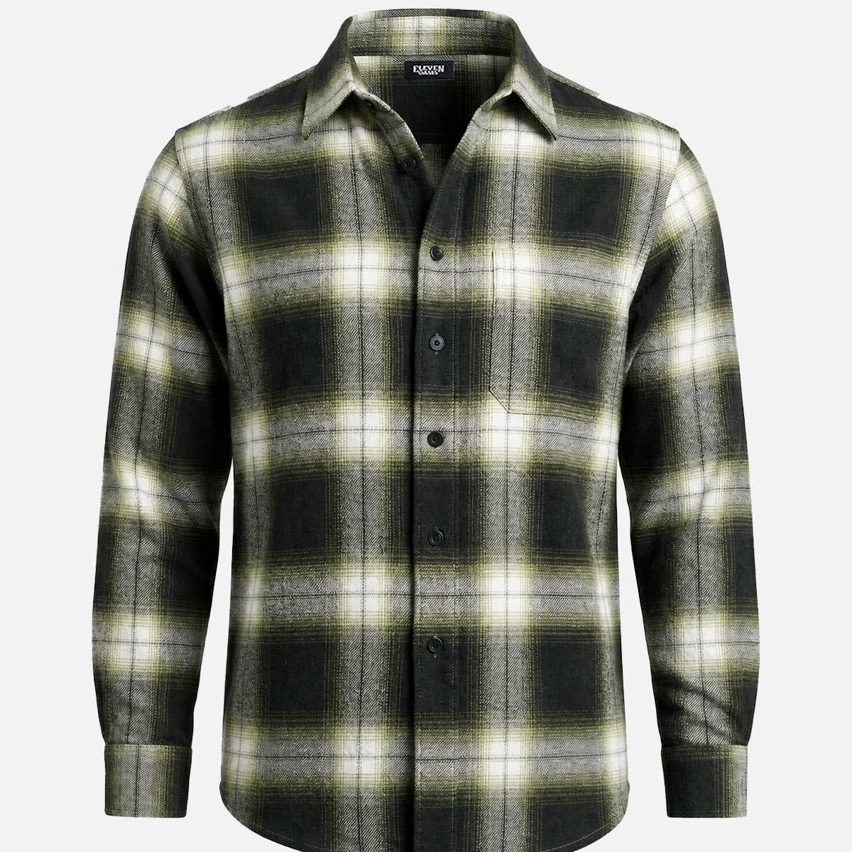 Men's Brushed Cotton Ombre Plaid Long Sleeve Shirt Eleven Oasis