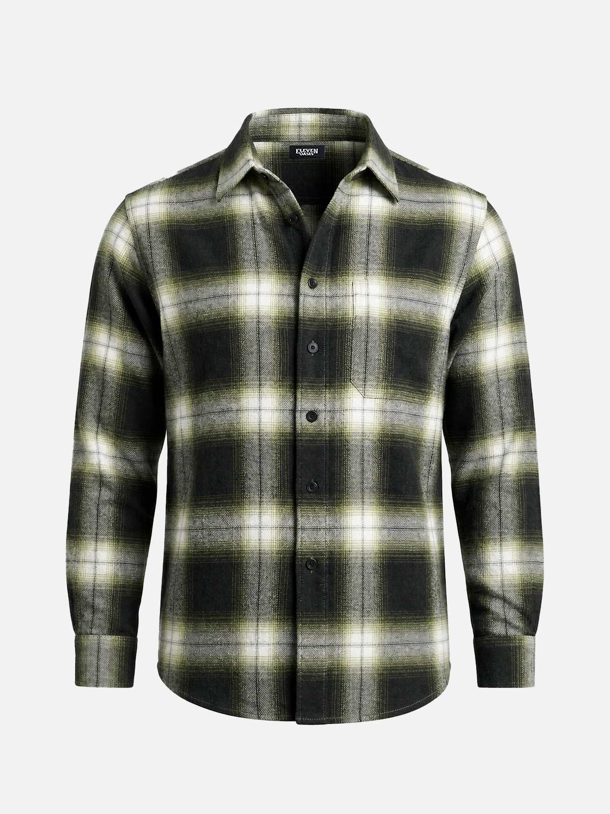Men's Brushed Cotton Ombre Plaid Long Sleeve Shirt Eleven Oasis
