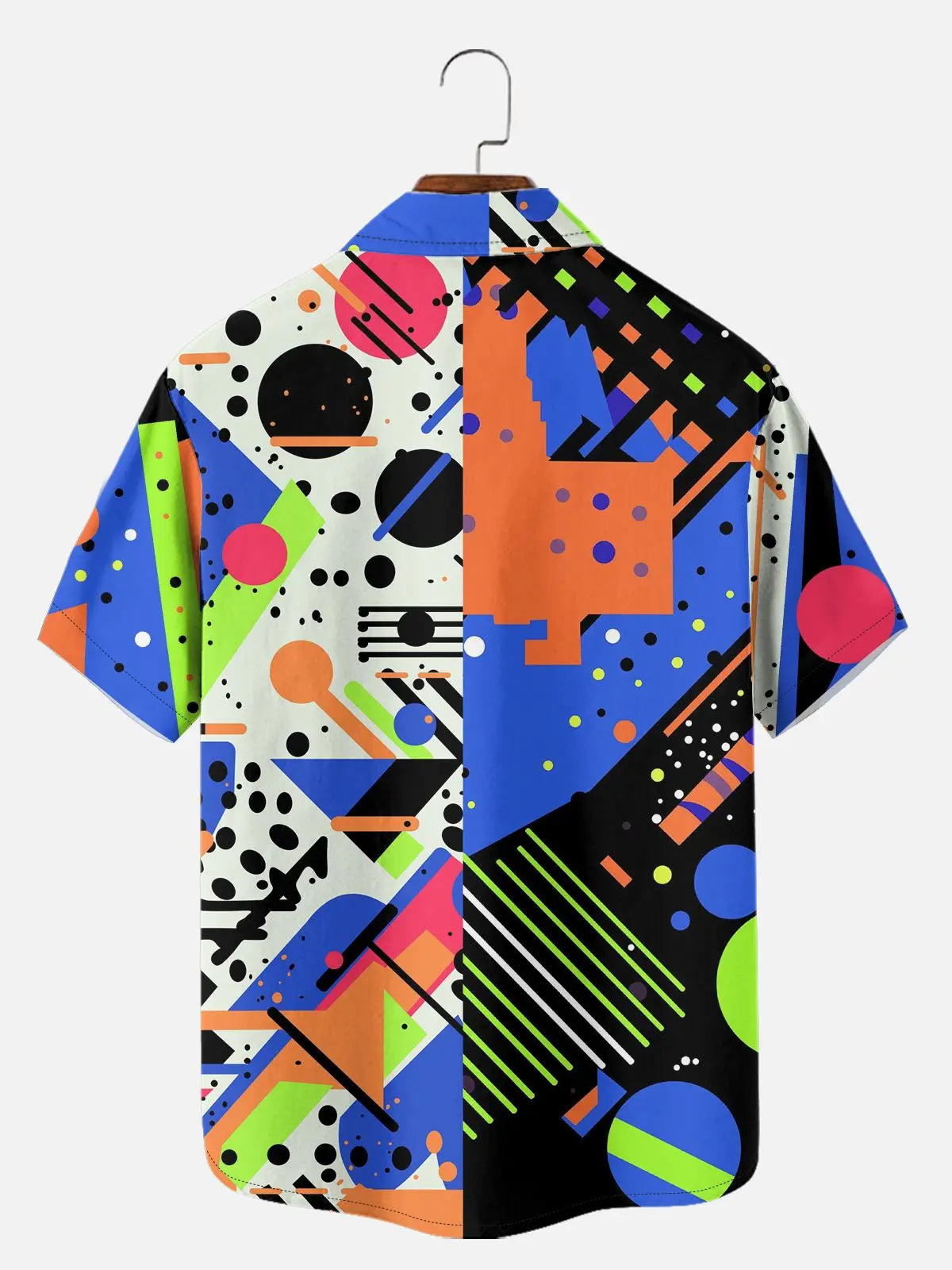 Men's Trapper Keeper Inspired Colorful Geometric Shapes Short Sleeve Shirt ElevenOasis