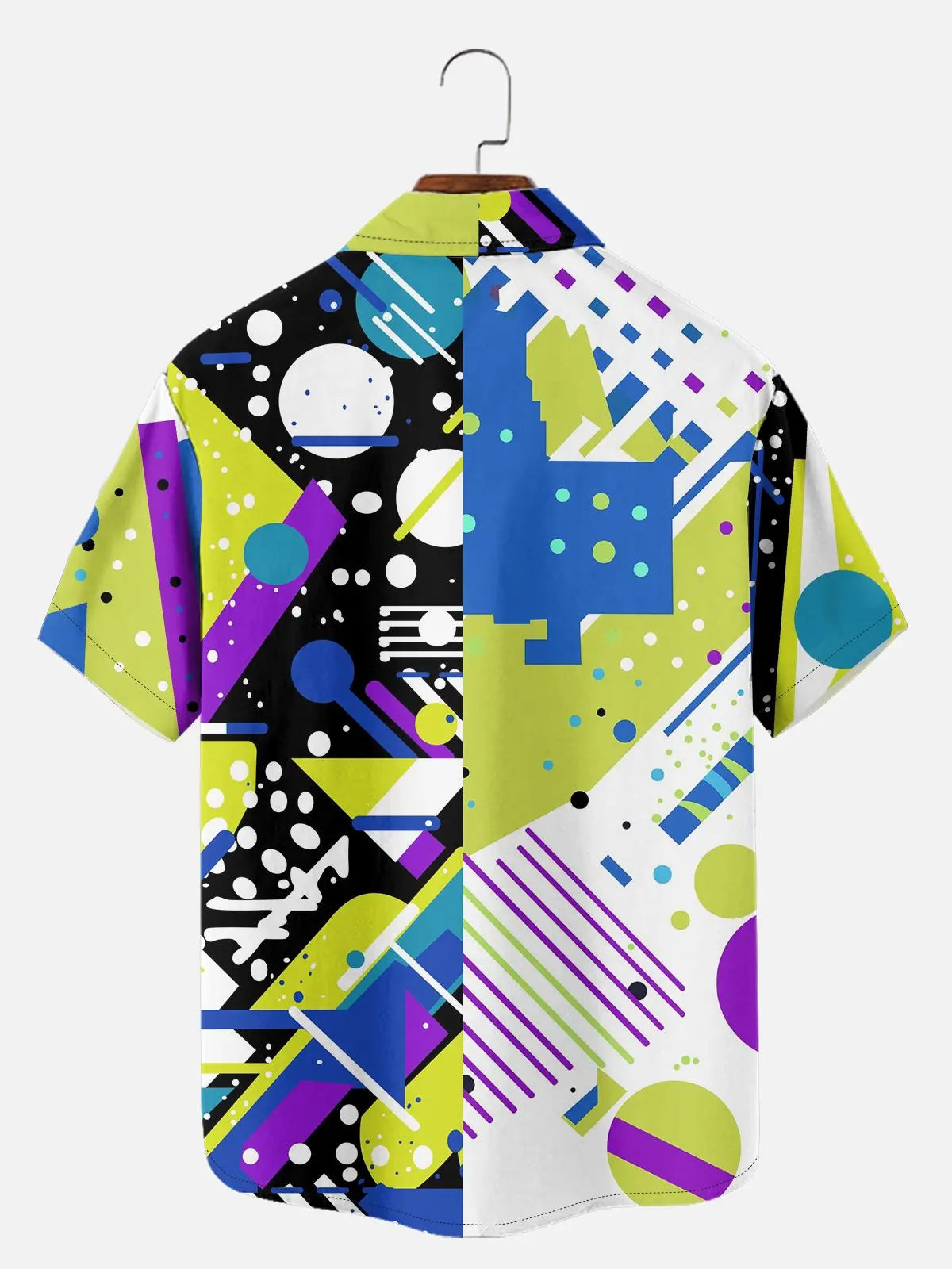 Men's Trapper Keeper Inspired Colorful Geometric Shapes Short Sleeve Shirt ElevenOasis
