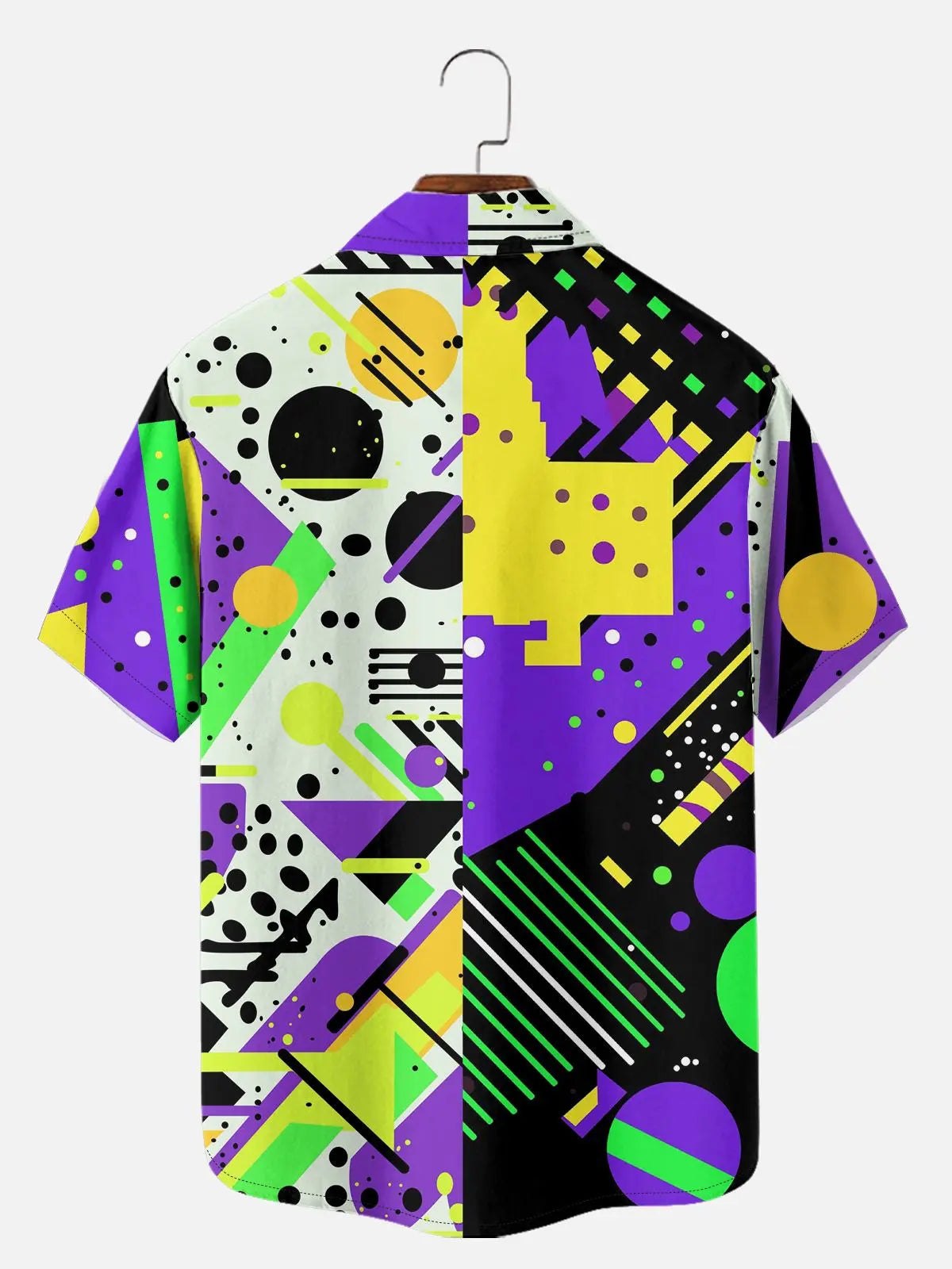 Men's Trapper Keeper Inspired Colorful Geometric Shapes Short Sleeve Shirt ElevenOasis