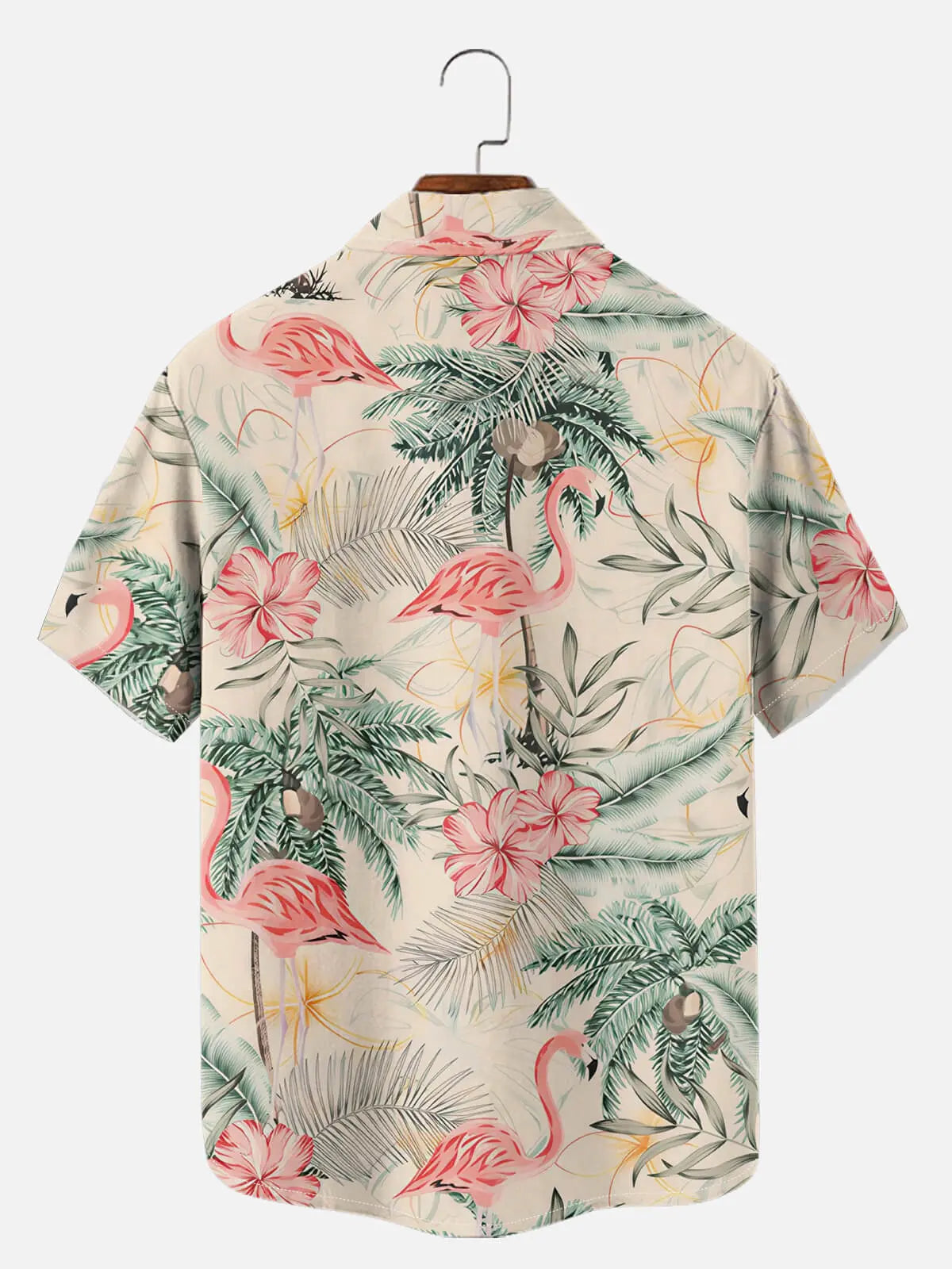 Tall Men's Flamingo Palm Escape Short Sleeve Shirt Eleven Oasis