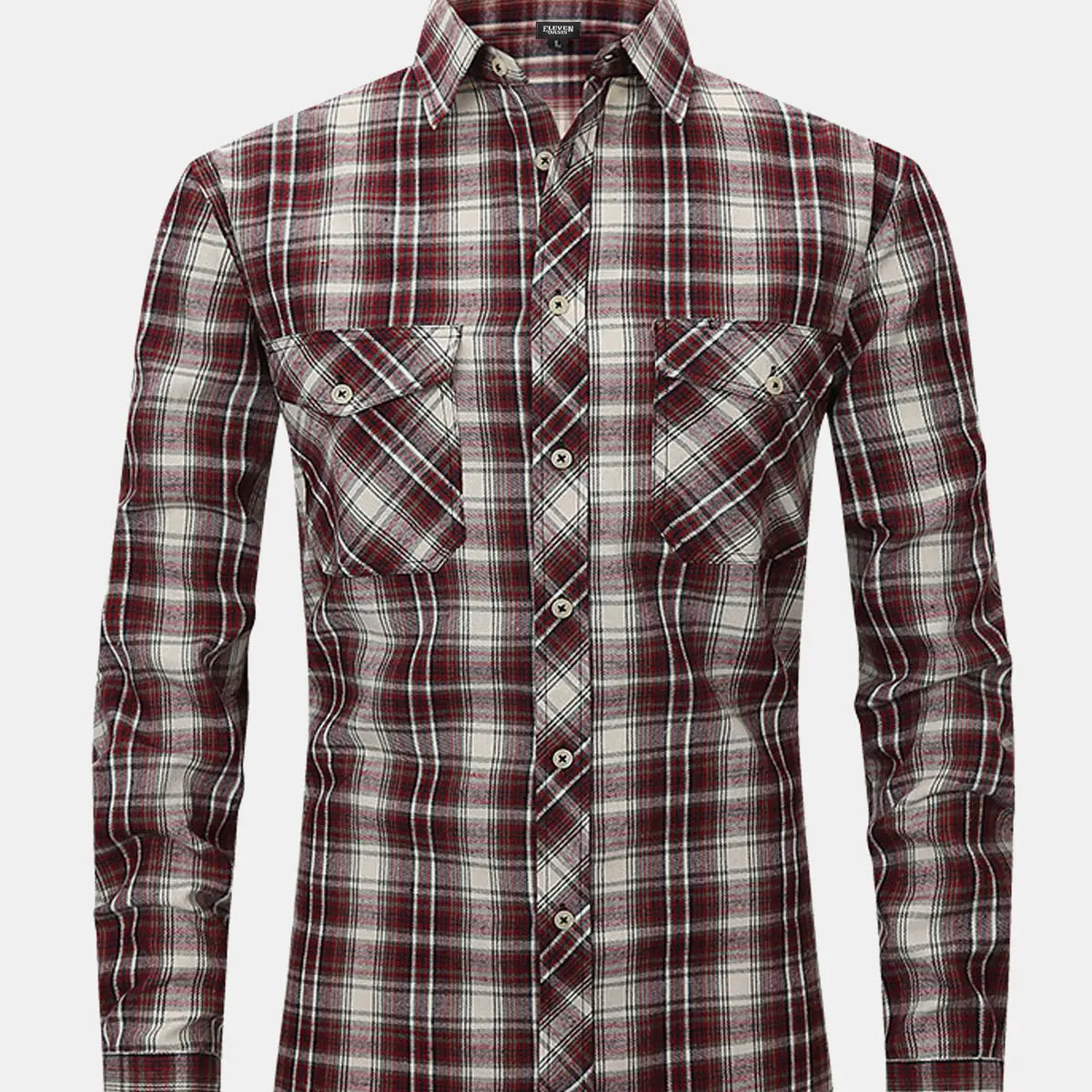 Men's Plaid Button-Down Long Sleeve Shirt ElevenOasis