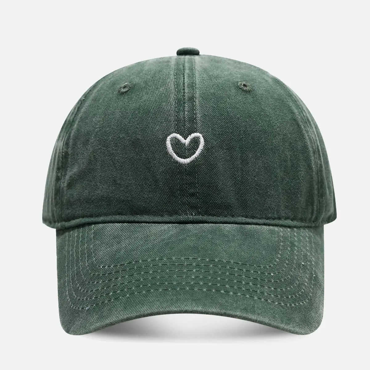Heart Washed Cotton Baseball Cap ElevenOasis