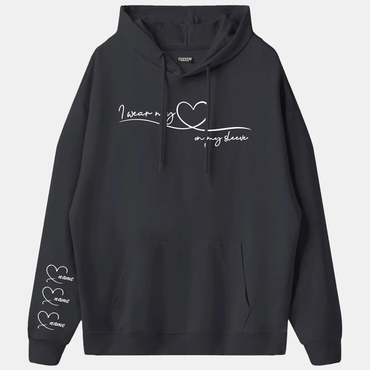 Custom Heart Sleeve Hoodie Eleven Oasis