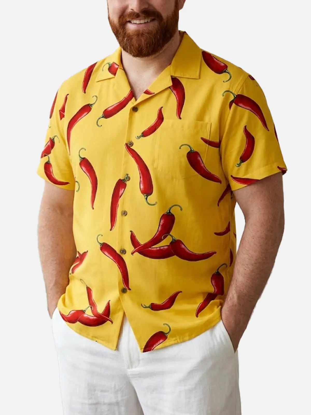 Tall Men's Chili Pepper Fiesta Short Sleeve Shirt ElevenOasis