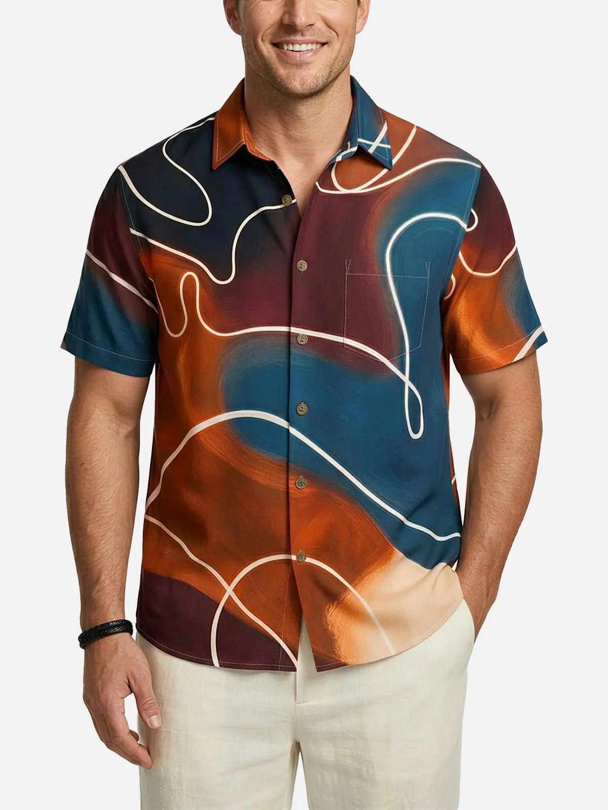 Men's Neon Lounge Abstract Short Sleeve Shirt Eleven Oasis