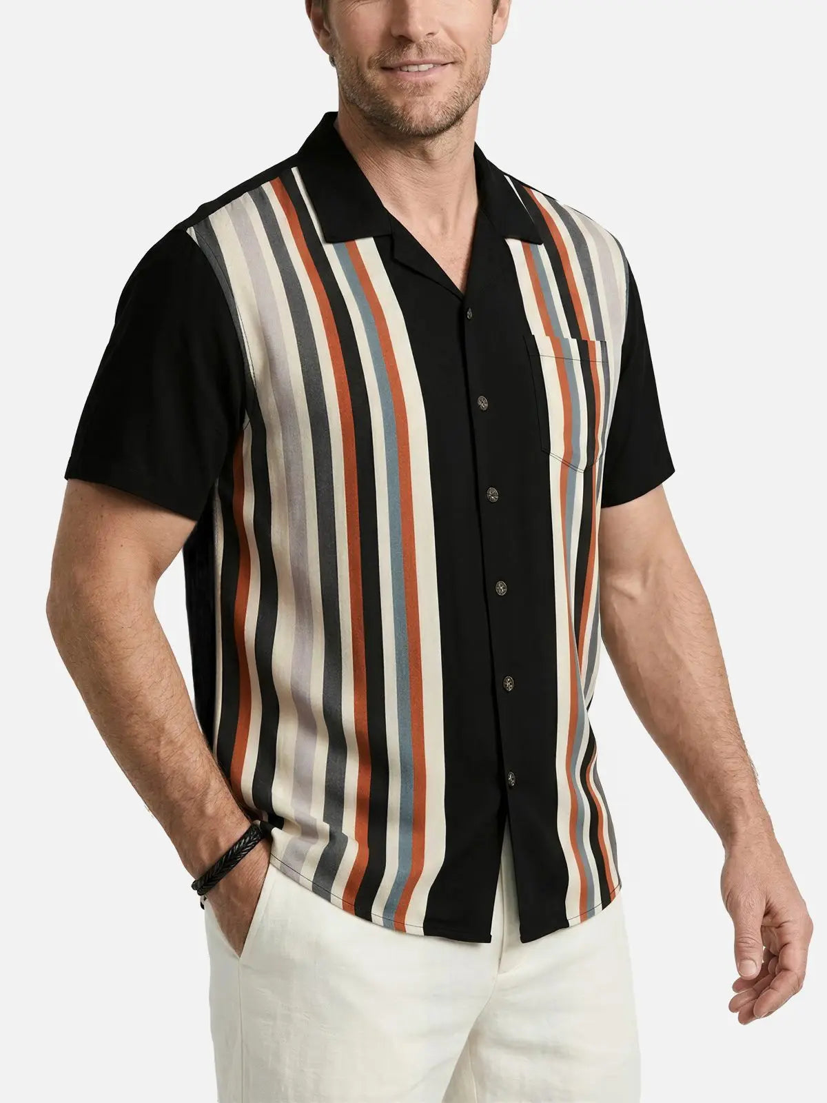 Men's Desert Highway Stripe Short Sleeve Shirt ElevenOasis