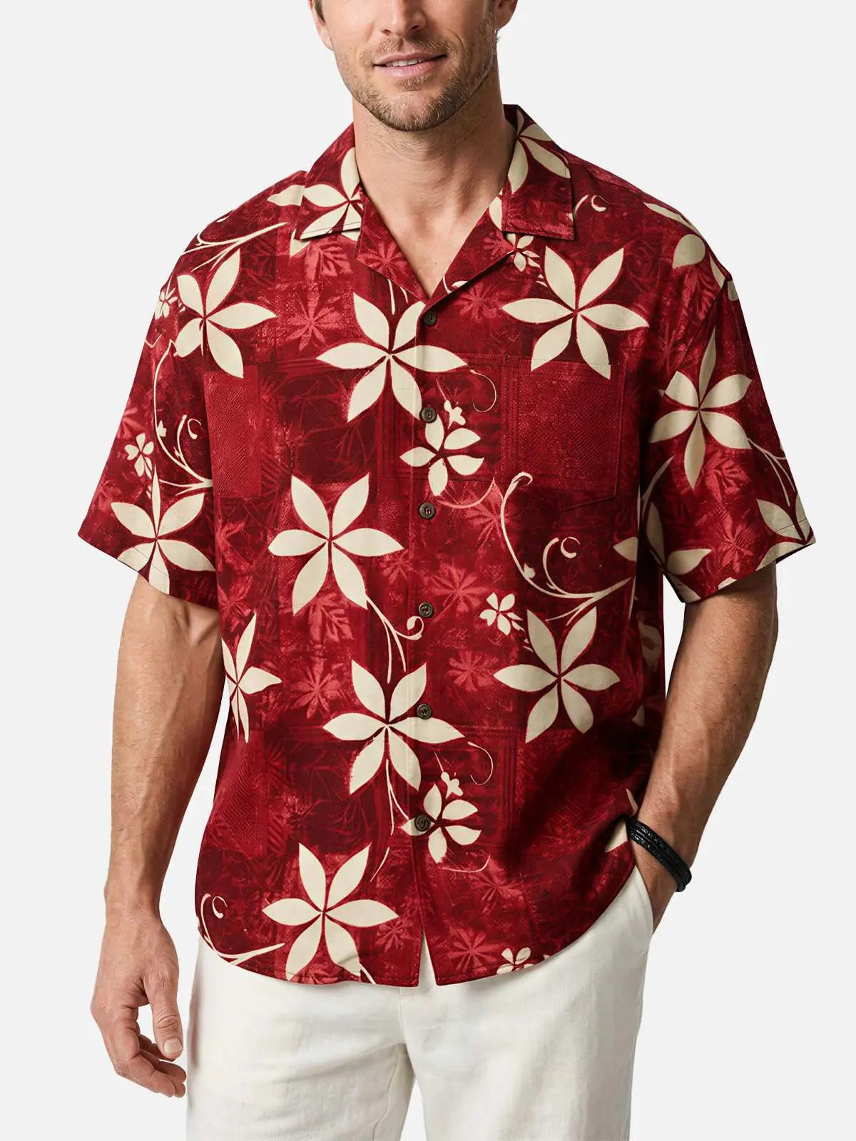 Men's Abstract Floral Vine Short Sleeve Shirt ElevenOasis