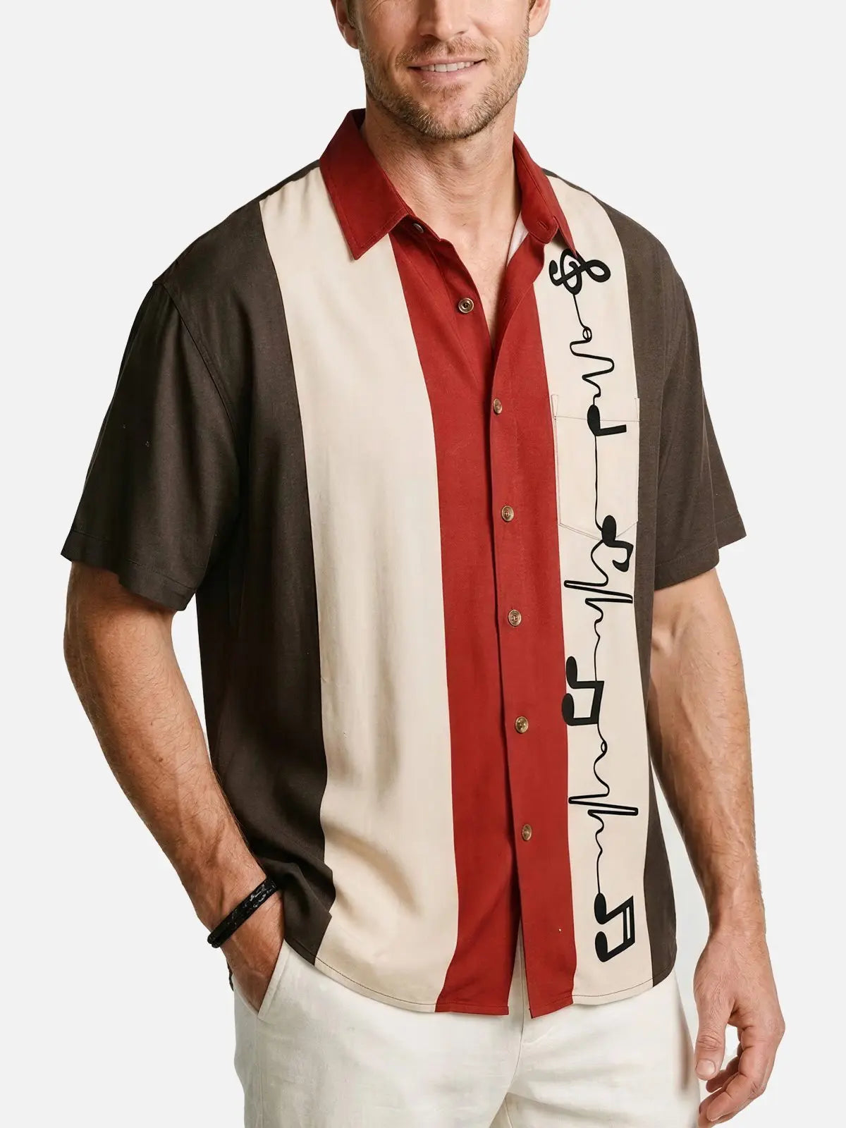 Men's Custom Music Heartbeat Panel Short Sleeve Shirt