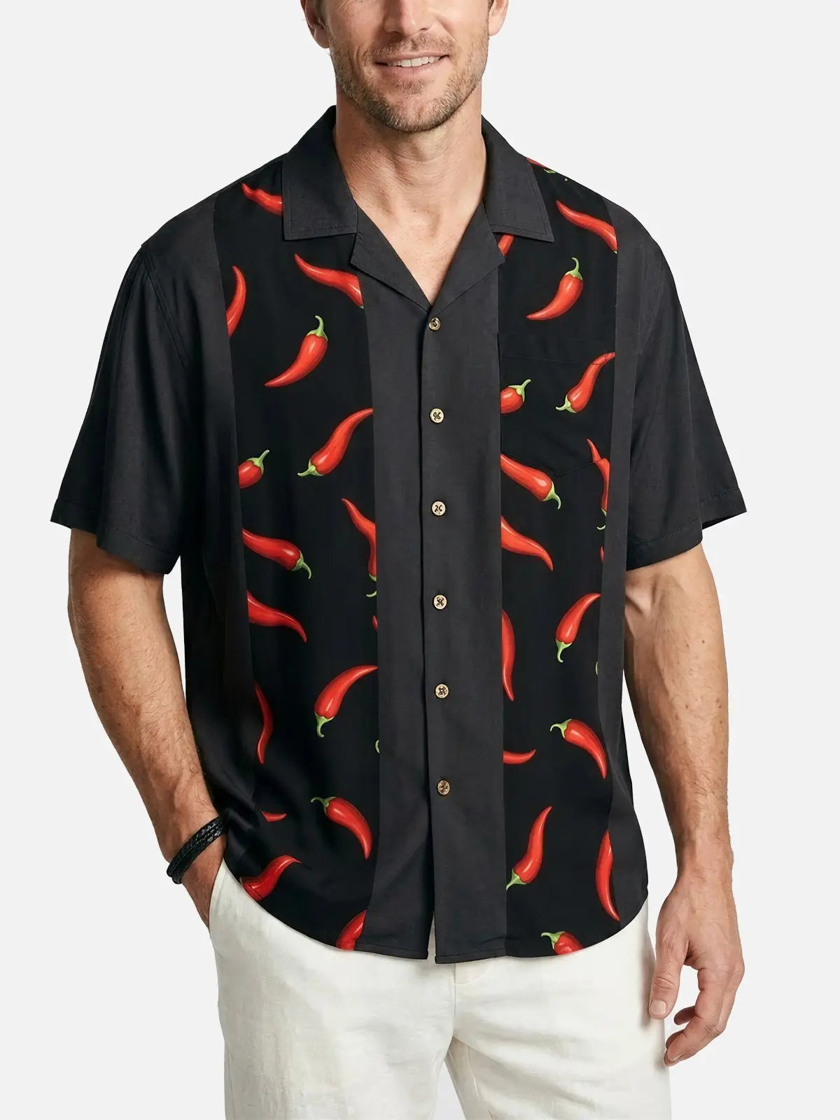 Men's Chili Pepper Bowling Short Sleeve Shirt ElevenOasis