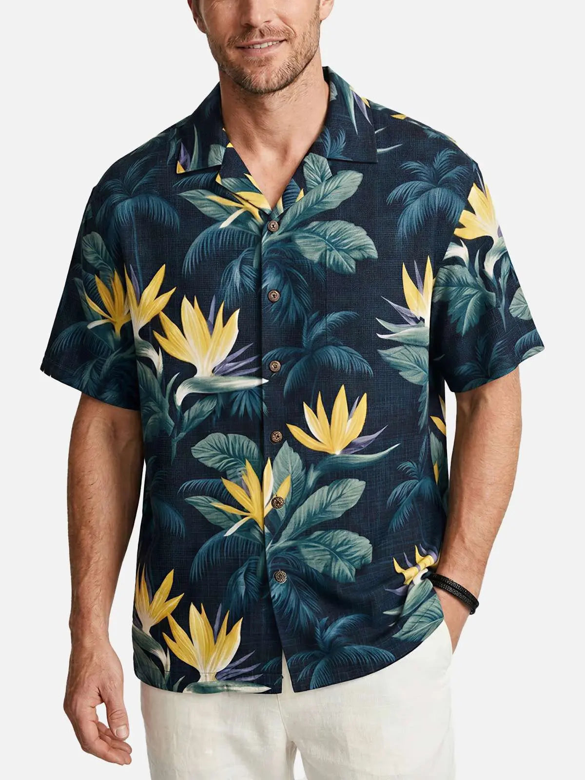 Men's Bird of Paradise Jungle Short Sleeve Shirt ElevenOasis