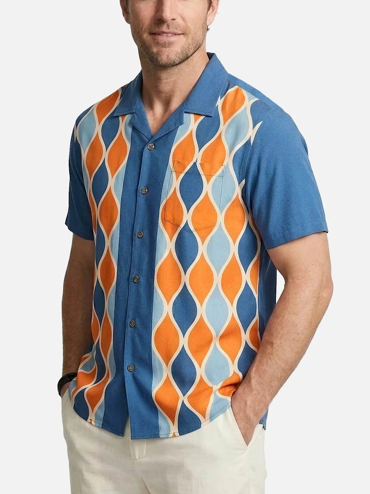 Men's Palm Springs Diamond Short Sleeve Shirt ElevenOasis