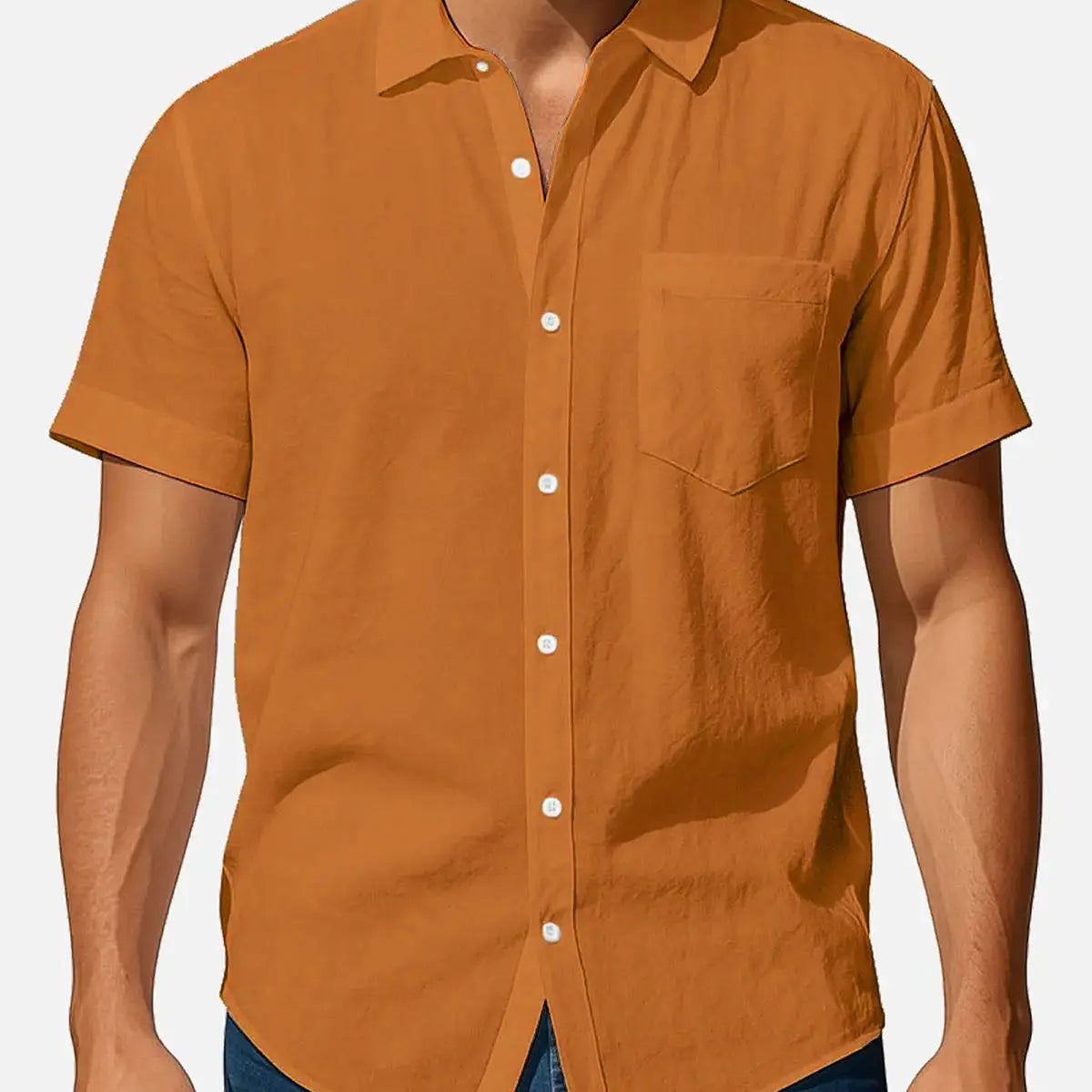 Men's Classic Linen Blend Short Sleeve Shirt ElevenOasis