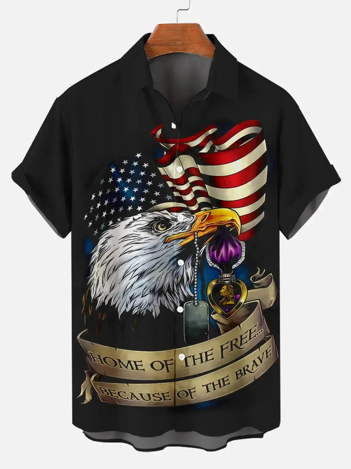 Tall Men's American Flag Patriotic Short Sleeve Shirt ElevenOasis
