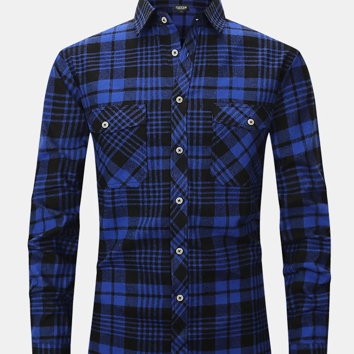 Men's Plaid Button-Down Long Sleeve Shirt ElevenOasis