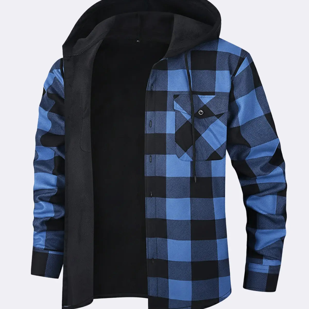 Men's Hooded Fleece Lined Flannel Shirt Jacket ElevenOasis