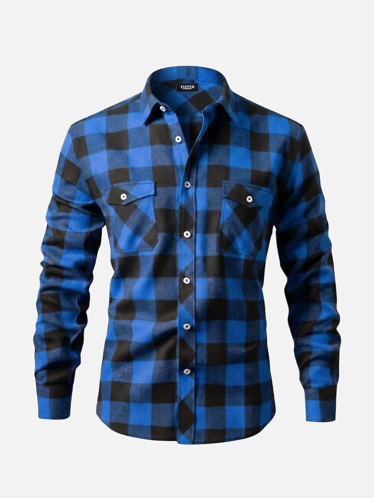 Men's Brushed Buffalo Check Double Pocket Long Sleeve Flannel Shirt Eleven Oasis