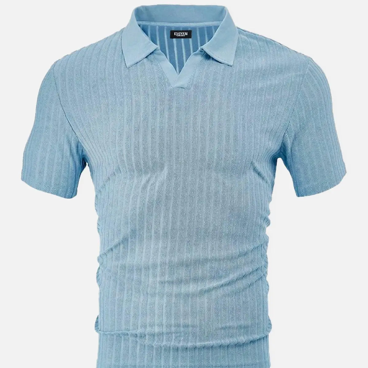 Men's Slim Fit Textured Open Collar Polo Shirt Eleven Oasis
