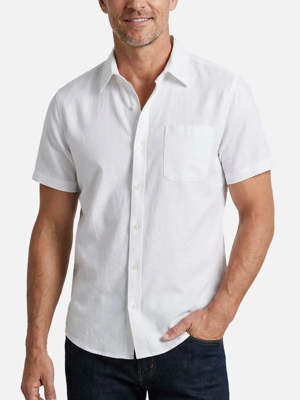 Men's Classic Solid Button Down Short Sleeve Shirt ElevenOasis