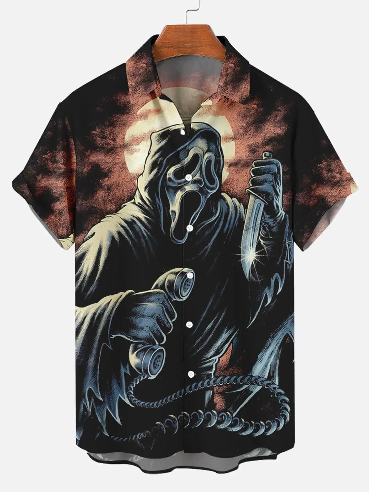 Tall Men's Scream Ghostface Halloween Short Sleeve Shirt Eleven Oasis