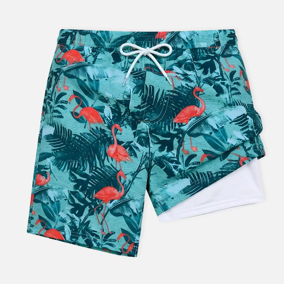 Men's Slim Fit Tropical Print Swim Trunks Eleven Oasis