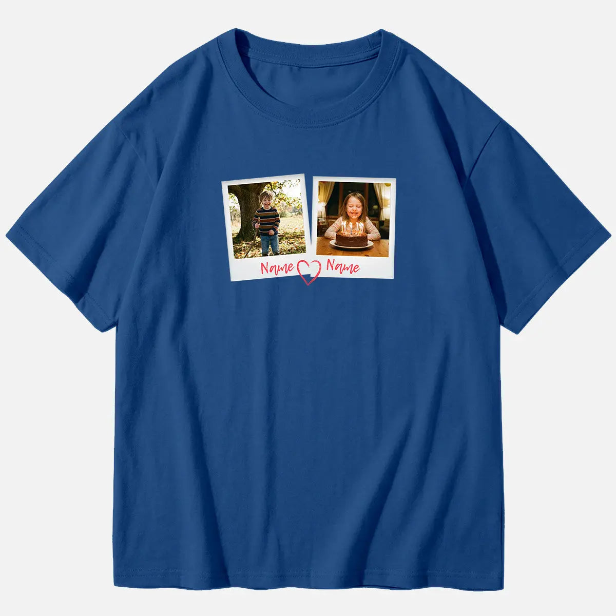 Custom Photos & Names Cotton Short Sleeve T-Shirt Eleven Oasis