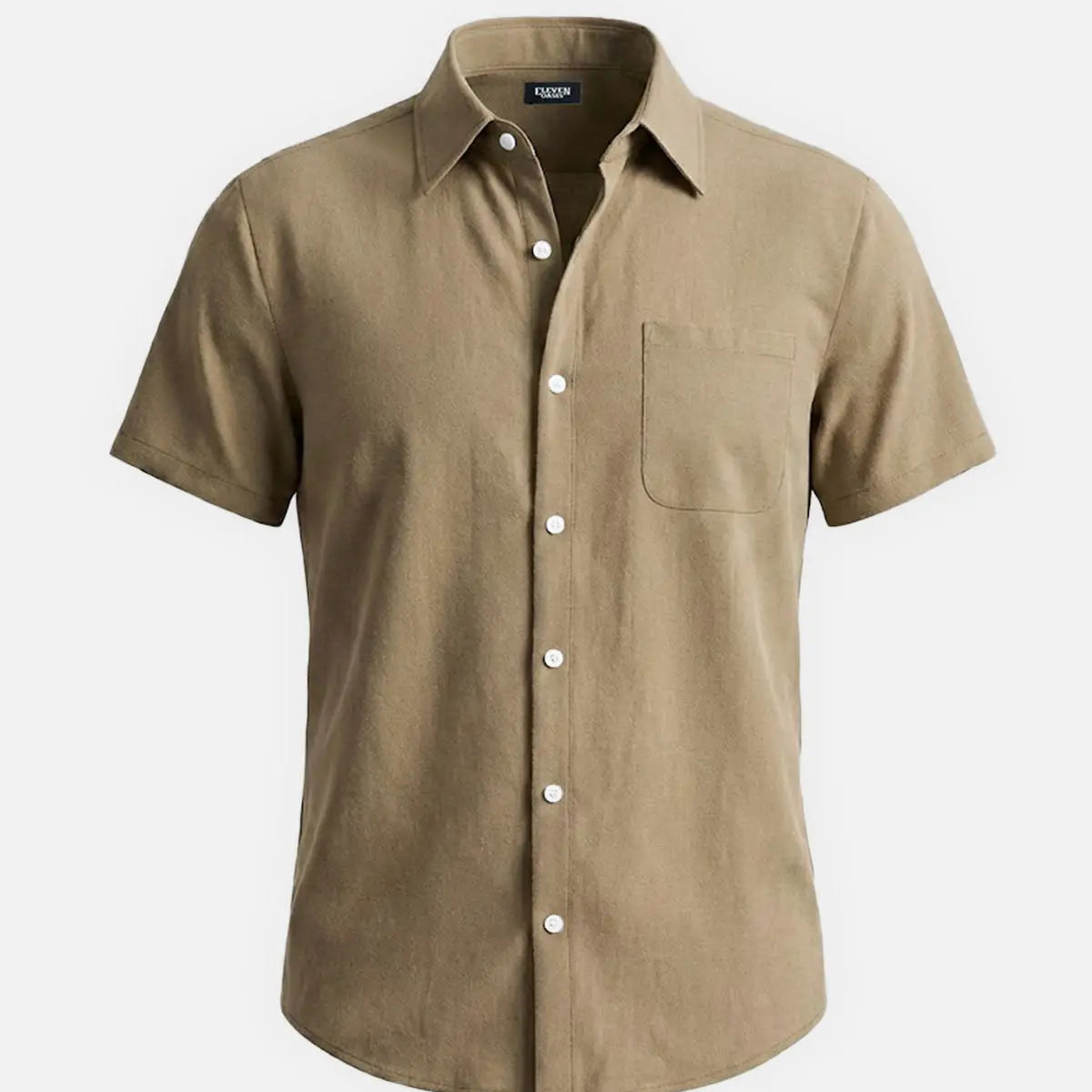 Men's Classic Solid Button Down Short Sleeve Shirt Eleven Oasis