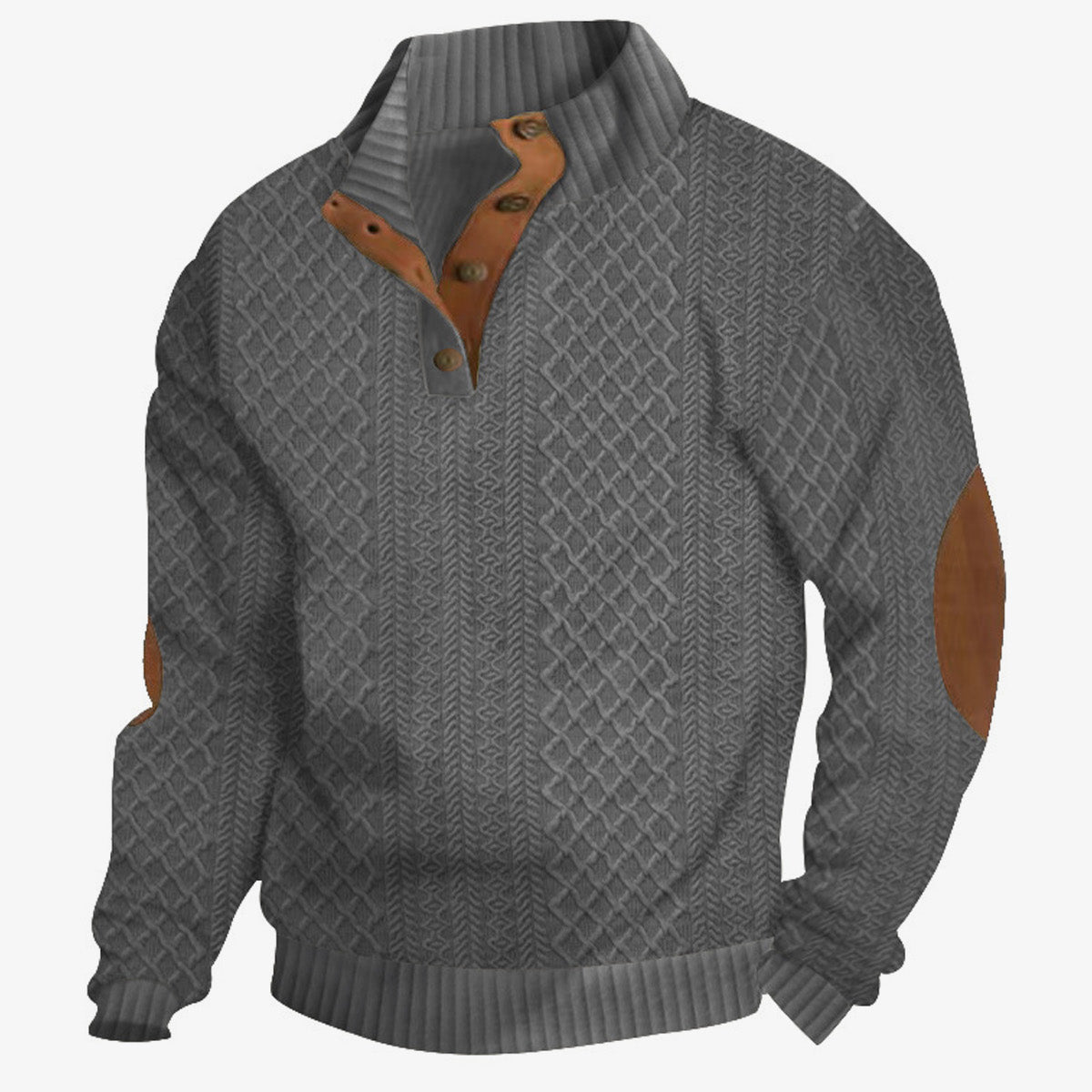 Men's Cable Knit Quarter Button Pullover Sweatshirt ElevenOasis