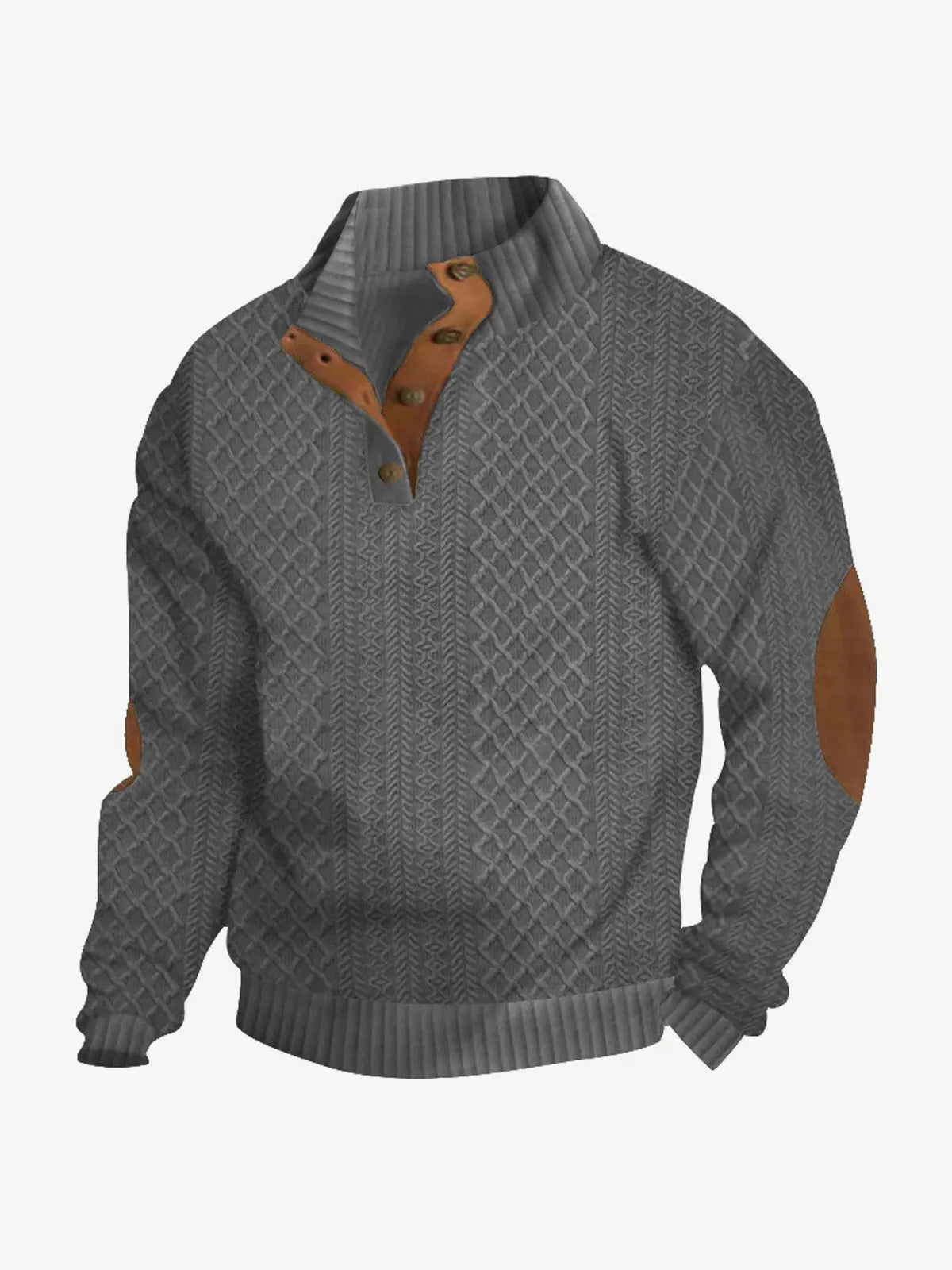 Men's Cable Knit Quarter Button Pullover Sweatshirt ElevenOasis
