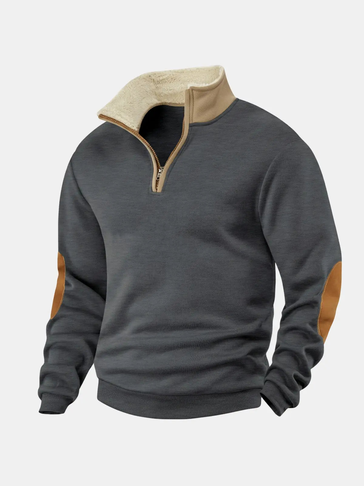 Men's Sherpa Collar Quarter-Zip Fleece Pullover Sweatshirt ElevenOasis