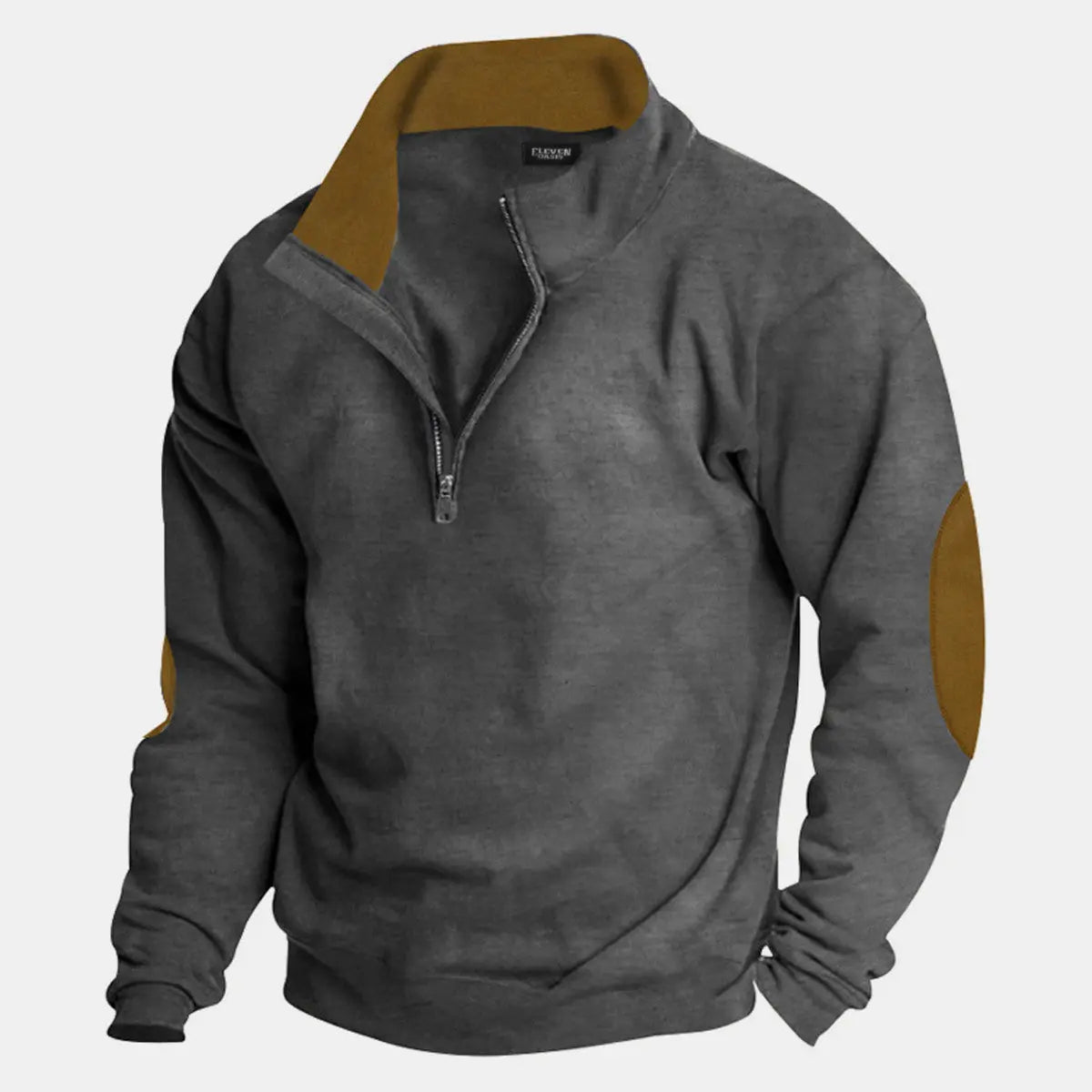 Men's Quarter Zip Elbow Patch Pullover ElevenOasis