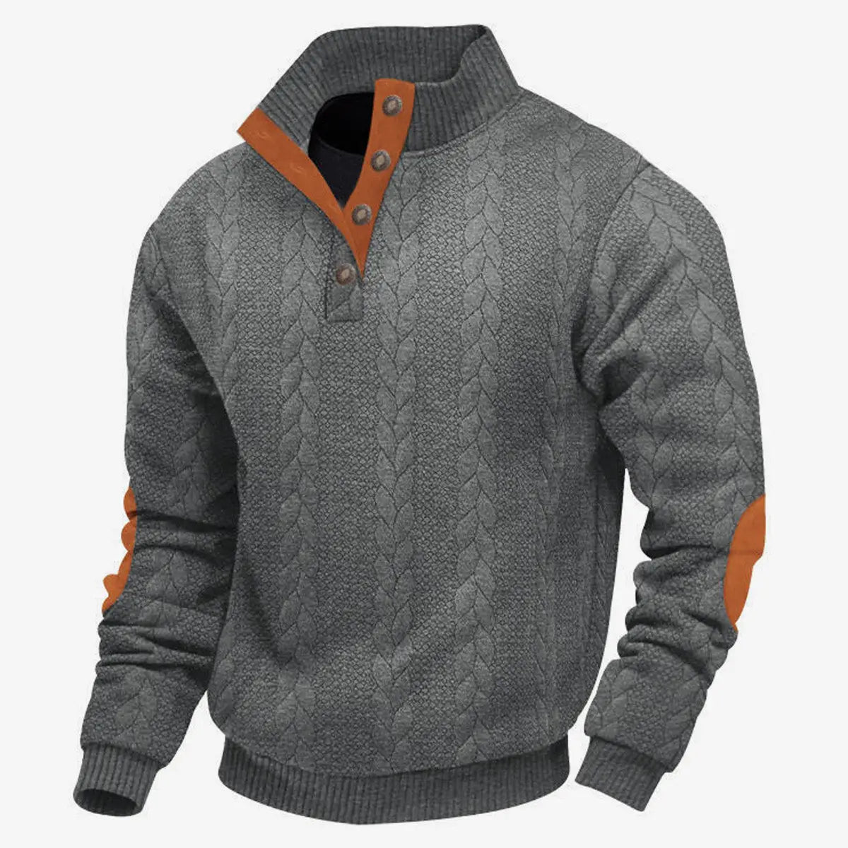 Men's Braided Cable Knit Quarter Button Sweatshirt ElevenOasis